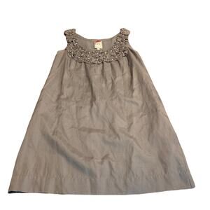 Yoana Baraschi Grey Scoop Neck Silk Shift Dress Small